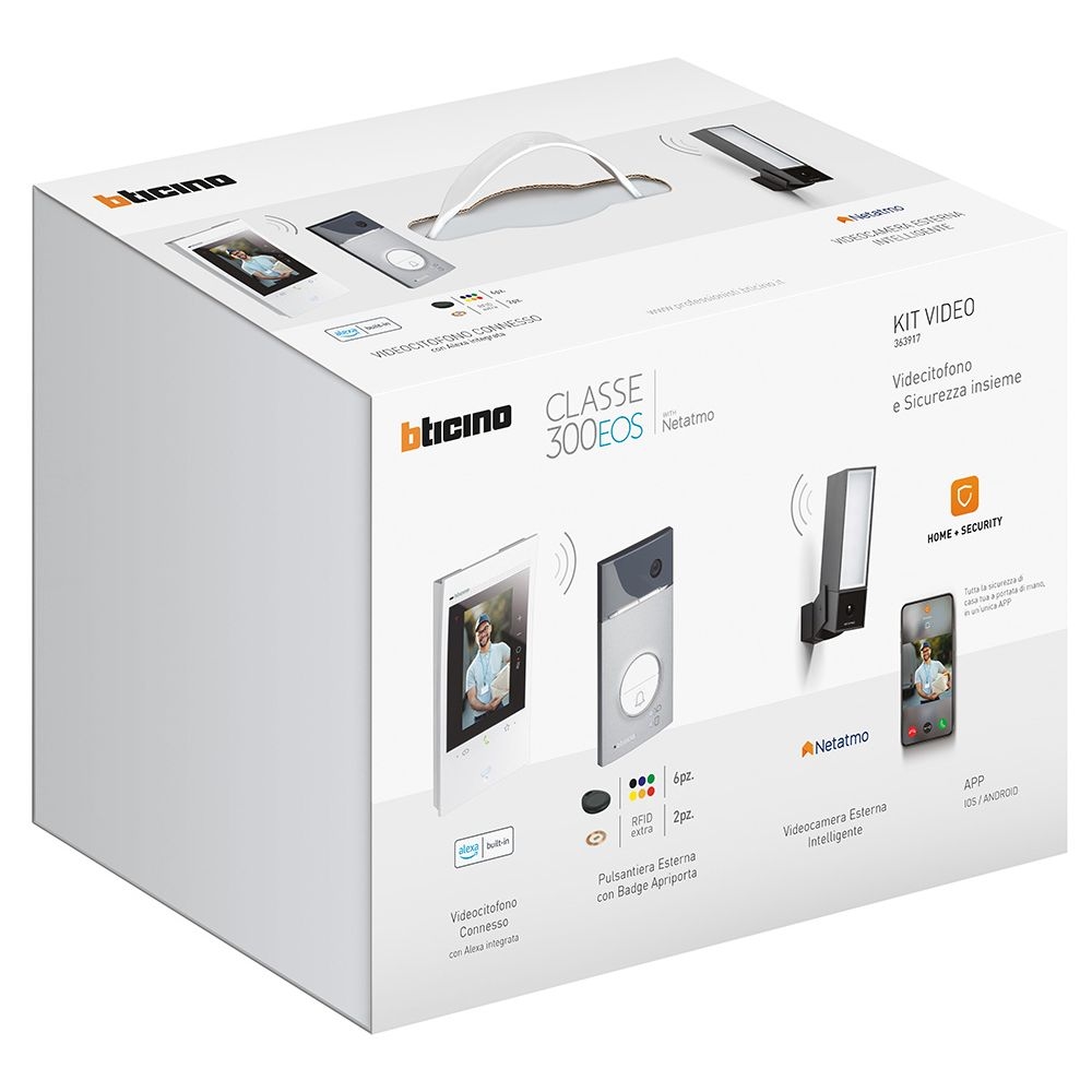 Kit Video Vivavoce Monofamiliare Con Linea 3000, Classe 300Eos E Videocamera Netatmo BTICINO 363917