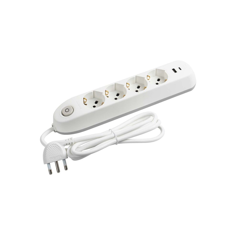 Multipresa Poker 4 Prese Con 2 Prese Usb, Interruttore Di Sicurezza - Bianca BTICINO 3684DBU