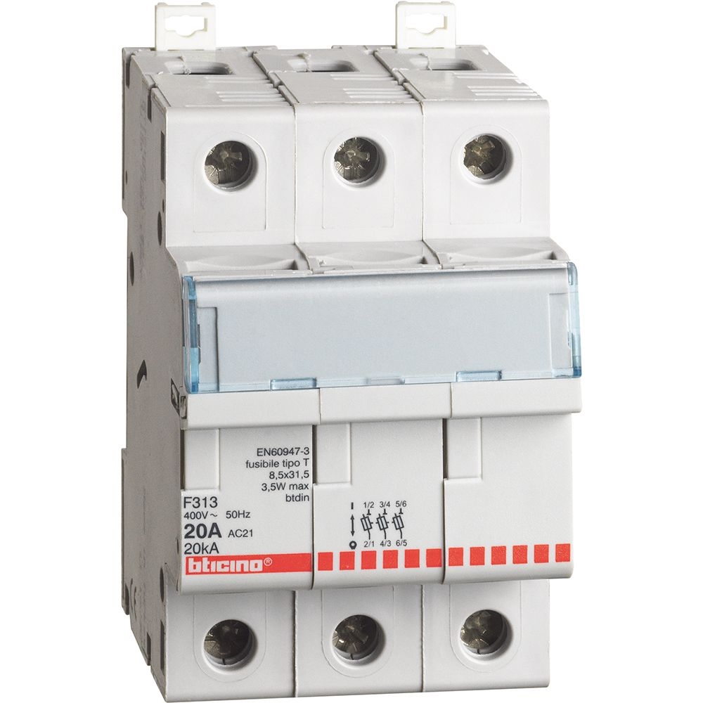 Portafusibile Sezionatore 3P Fusibili Tipo T BTICINO F313