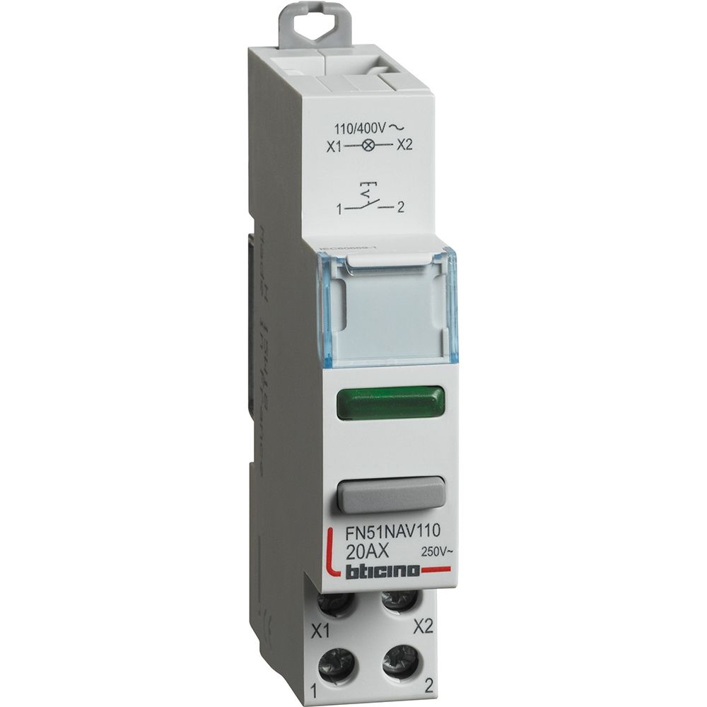 Interruttore Con Led Verde - 1No - 20A - 110-400V - 1 Modulo Din BTICINO FN51NAV110