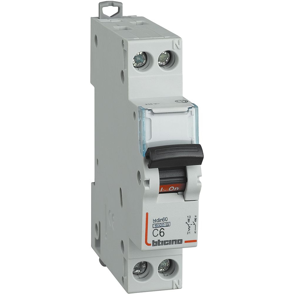 Interruttore Magnetotermico Modulare Btdin60 1P+N BTICINO FN881C6