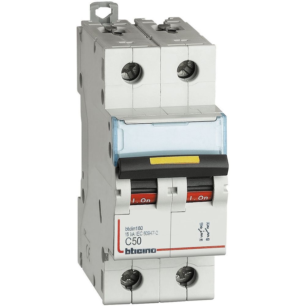 Interruttore Magnetotermico Modulare Btdin160 2P Curva C - In= 50A BTICINO FT82C50