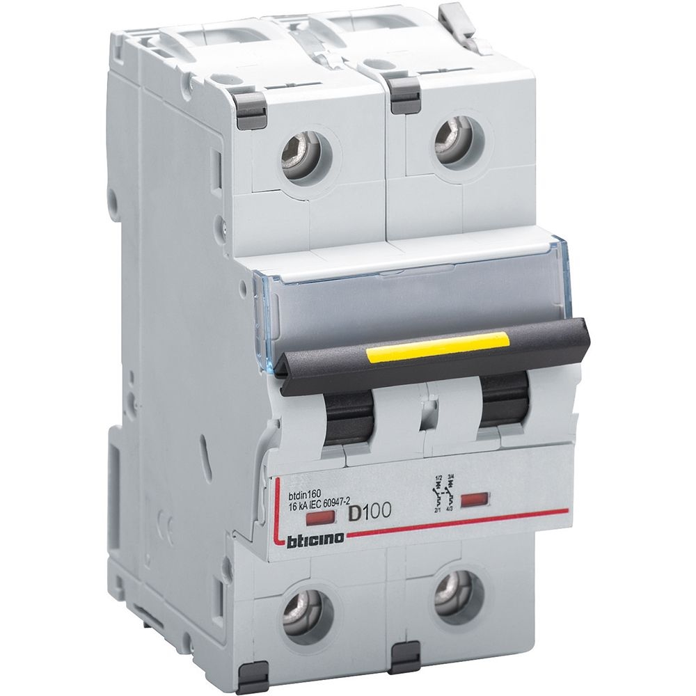 Interruttore Magnetotermico Modulare Btdin160 2P Curva D - In= 100A BTICINO FT82D100