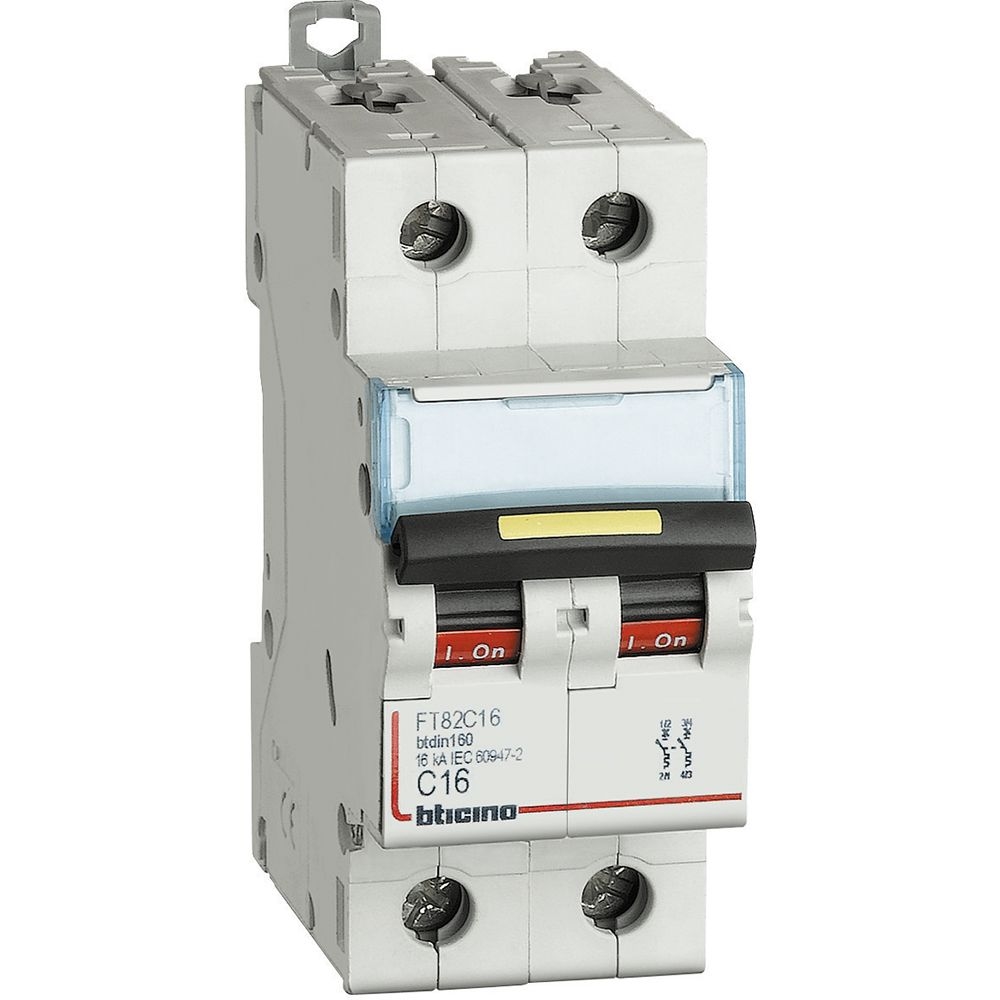 Interruttore Magnetotermico Modulare Btdin160 2P Curva D - In= 16A BTICINO FT82D16