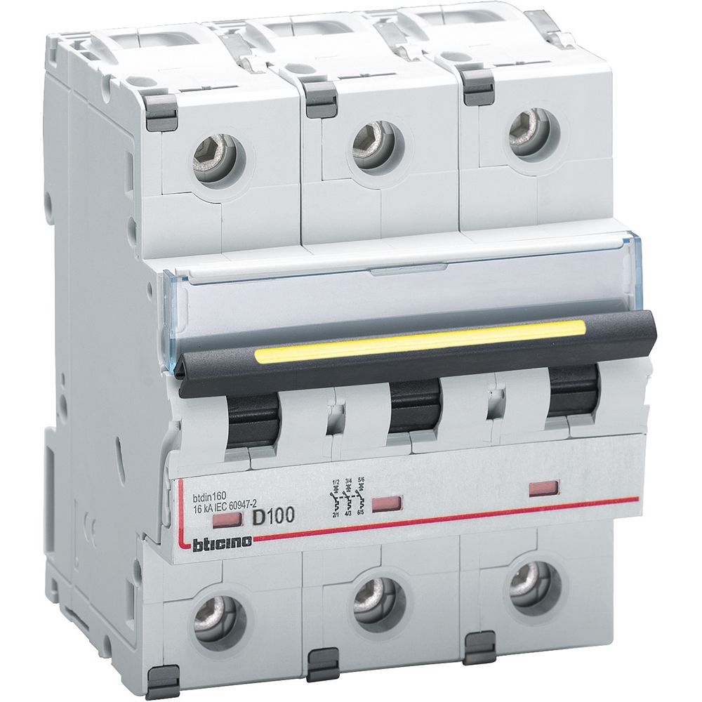 Interruttore Magnetotermico Modulare Btdin160 3P Curva D - In= 100A BTICINO FT83D100