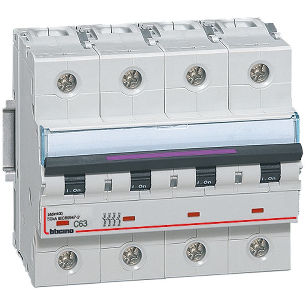 Interruttore Magnetotermico Modulare Btdin500 4P Curva C - In= 63A BTICINO FX84C63