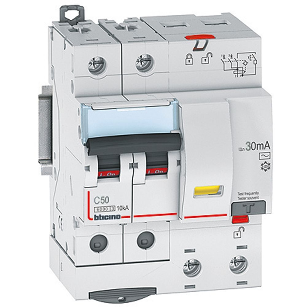 Interruttore Magnetotermico Differenziale Btdin60 2P Tipo Ac - In= 50A - Idn= 0.03A BTICINO GN823AC50