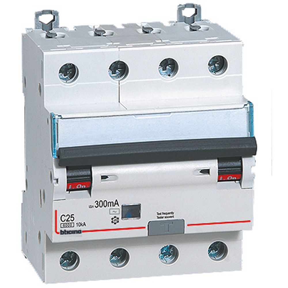 Interruttore Magnetotermico Differenziale Btdin60 4P Tipo Ac - In= 25A - Idn= 0.3A BTICINO GN8844AC25