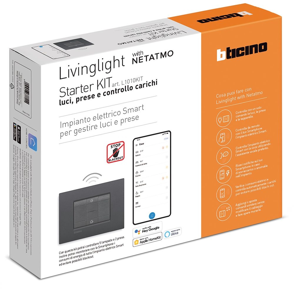 Starter Kit Per Gestire Luci, Prese, Monitorare L'Energia Per Evitare Il Black-Out BTICINO L1010PLUSKIT