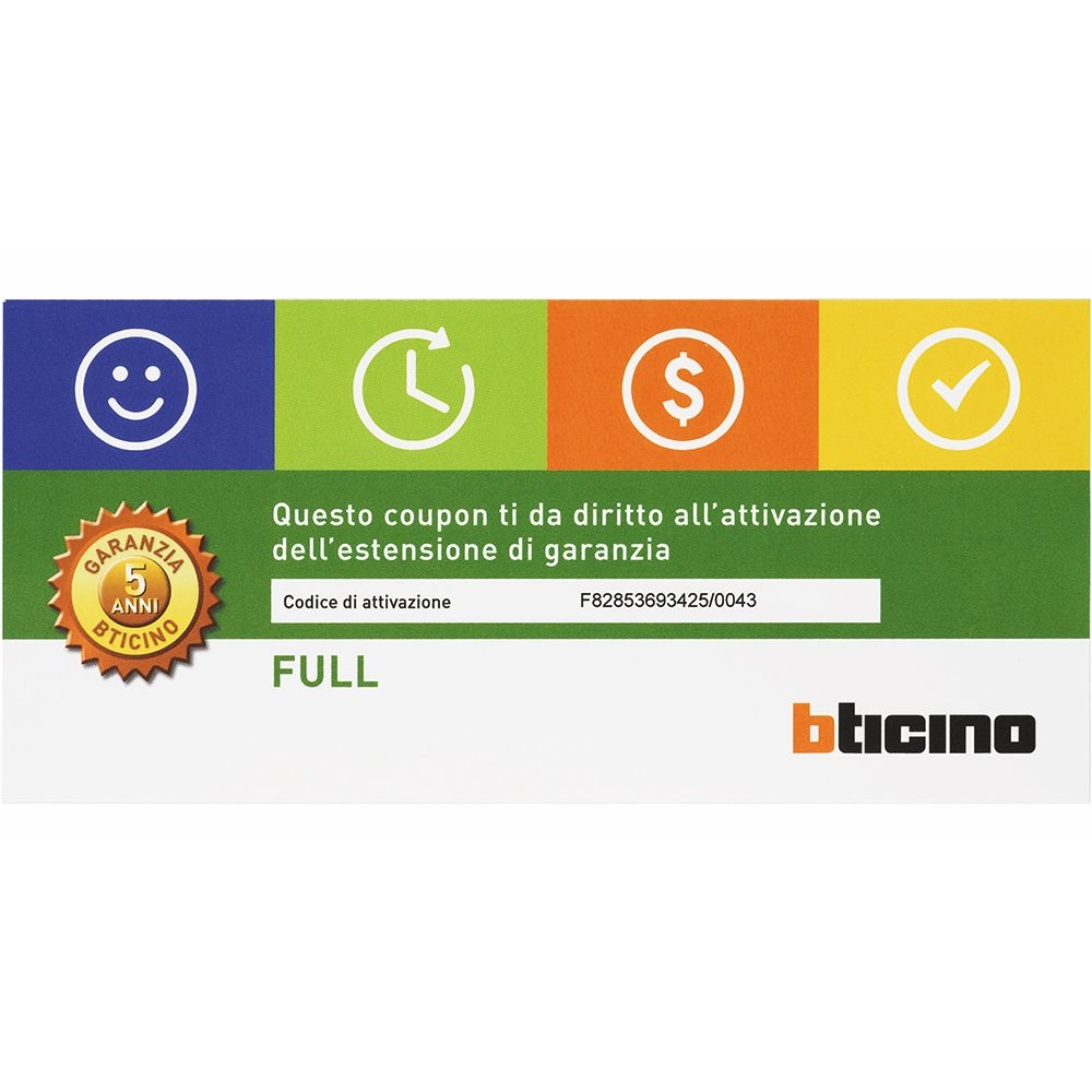 Estensione Di Garanzia Per Tutti Gli Impianti Del Sistema Myhome BTICINO MHFULL5A
