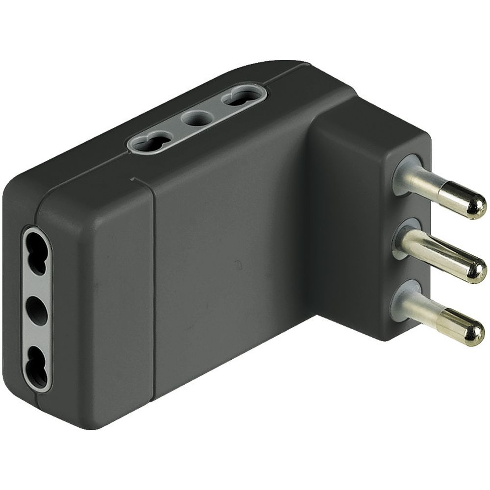 Adattatore Corner Salvaspazio Antracite - 3 Prese Bipasso 10/16A E Spina 16A BTICINO S3606GE