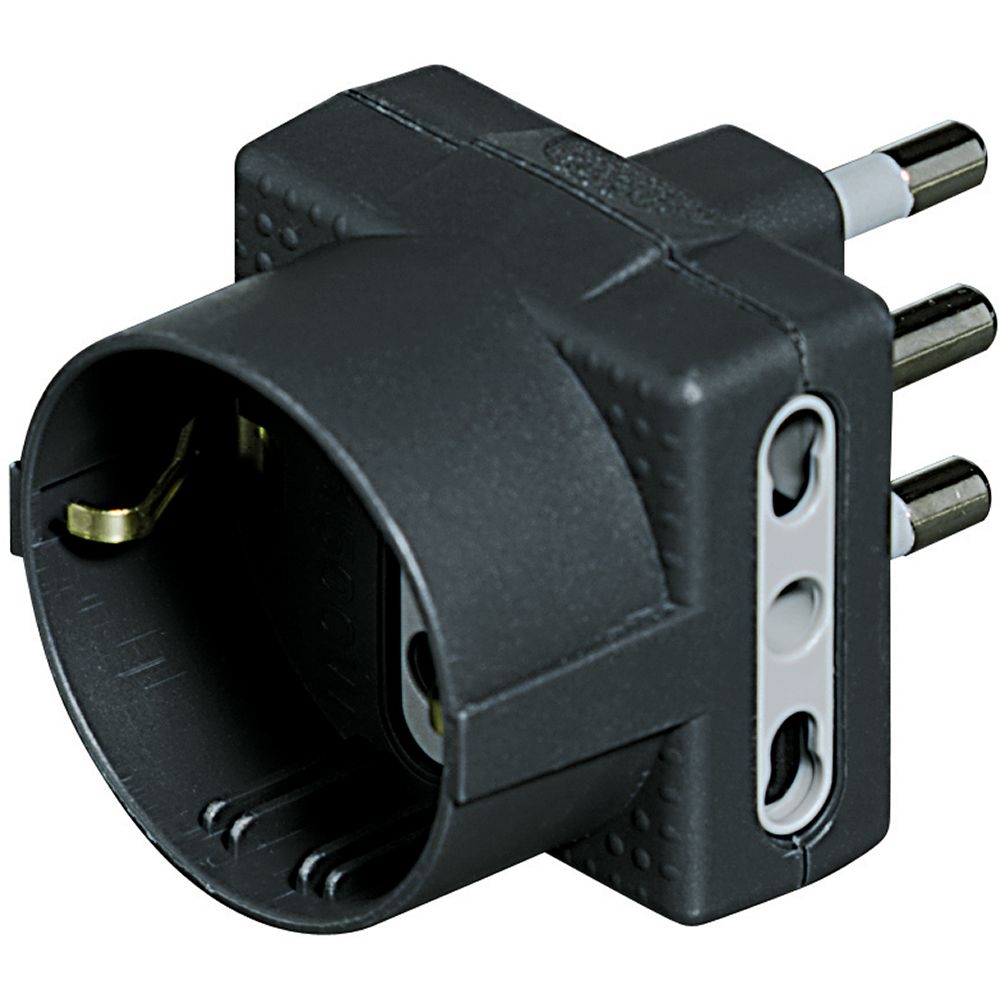 Adattatore Tris - 1 Presa Tedesca 2 Prese Bipasso 10/16A Antracite BTICINO S3611GE