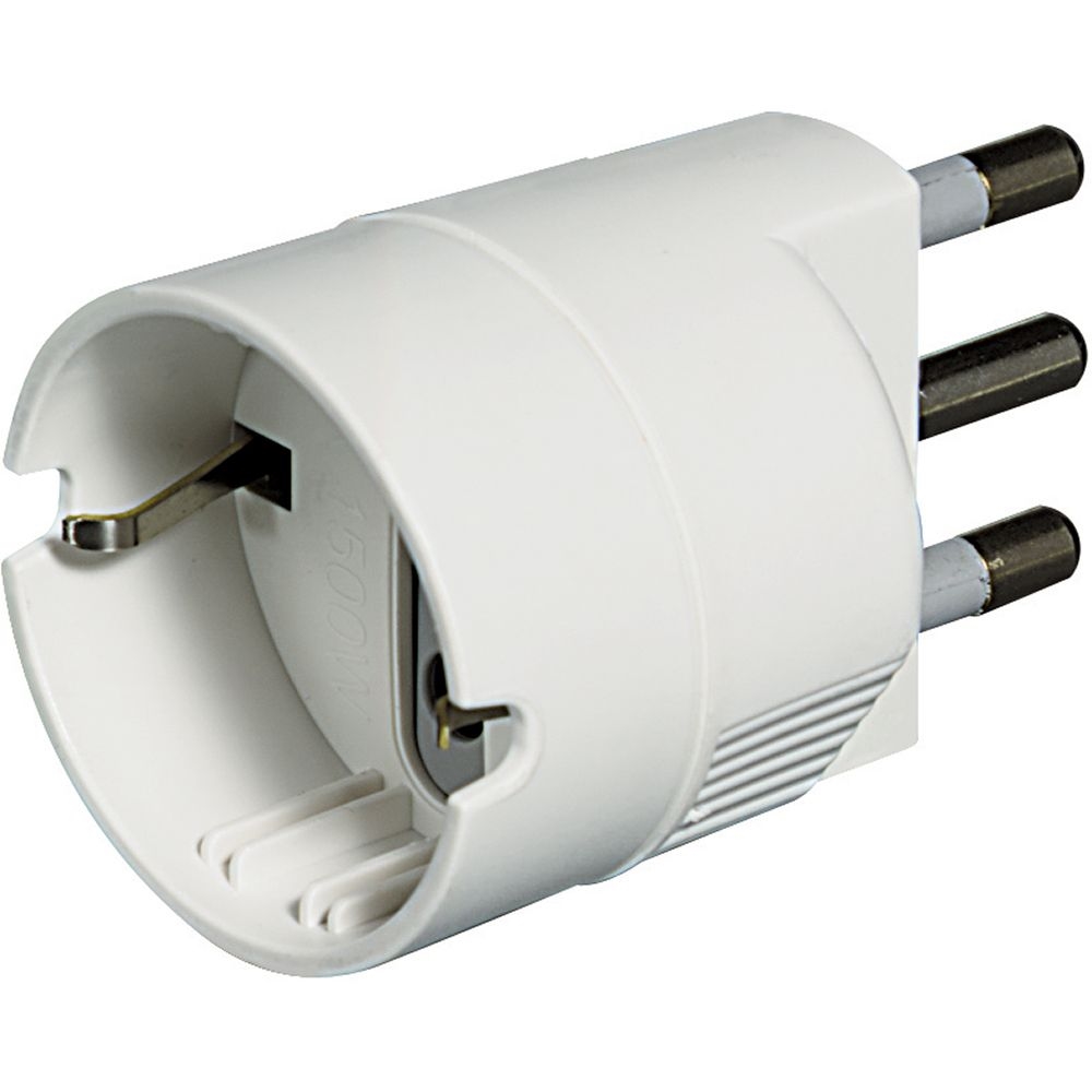 Adattatore Con Spina 2P+T 16A E Presa Tedesca - Bianco (Blister) BTICINO S3624D