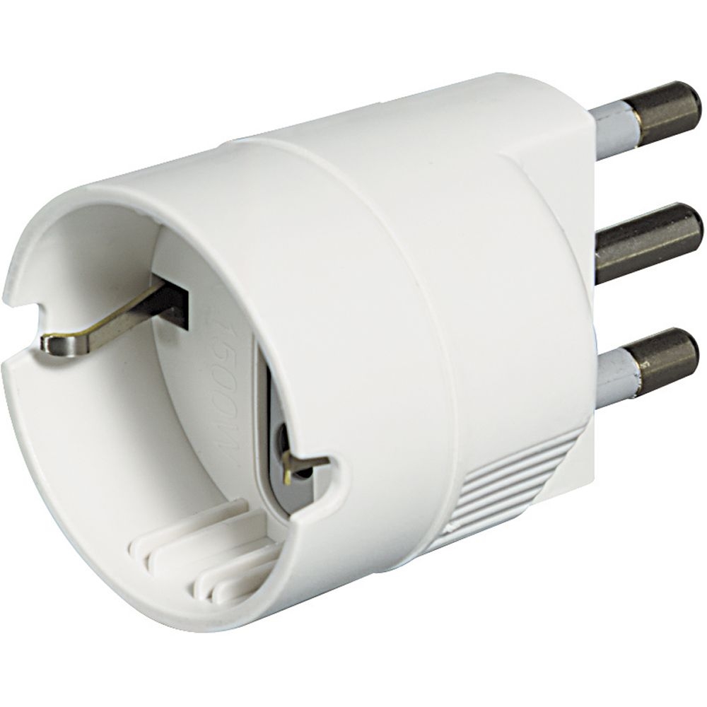 Esp. Adattatore Con Spina 2P+T 16A E Presa Tedesca - Bianco BTICINO S3624DBOX