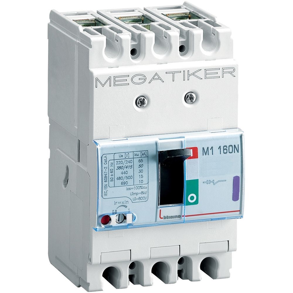 Interruttore Scatolato Megatiker M1 160N Magnetotermico 3P BTICINO T713N63