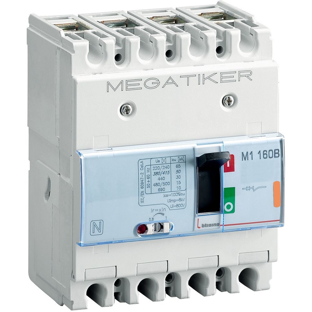 Interruttore Scatolato Megatiker M1 160B Magnetotermico 3P+N/2 BTICINO T714B25