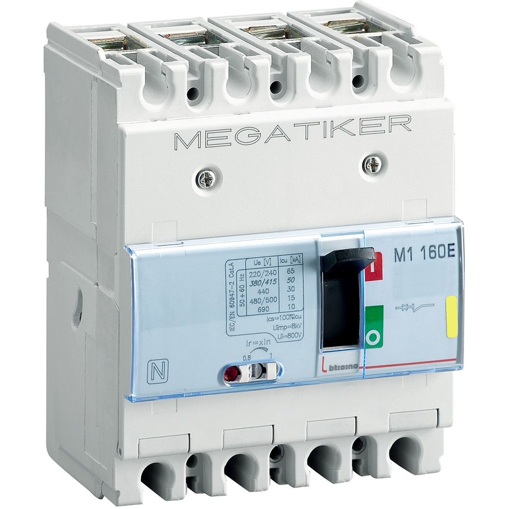 Interruttore Scatolato Megatiker M1 160E Magnetotermico 3P+N/2 BTICINO T714E80