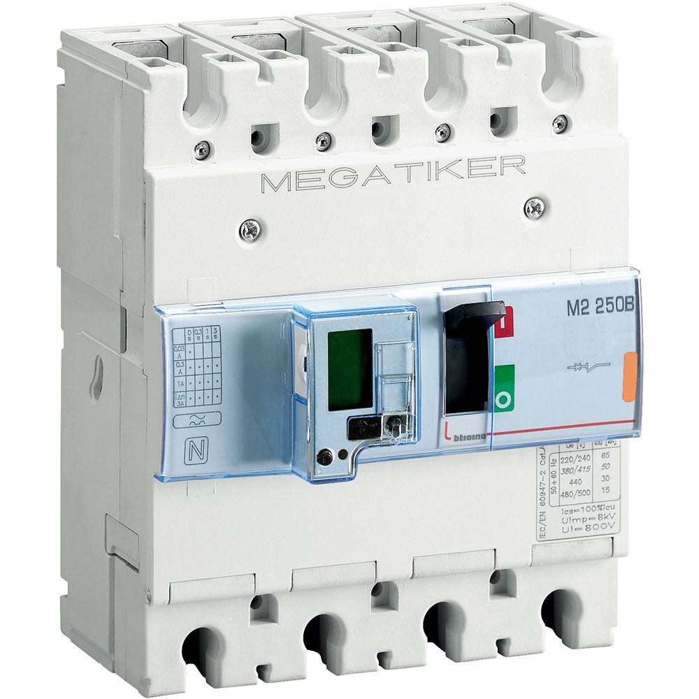 Interruttore Scatolato Megatiker M2 250B Elettronico 3P+N BTICINO T724B100T
