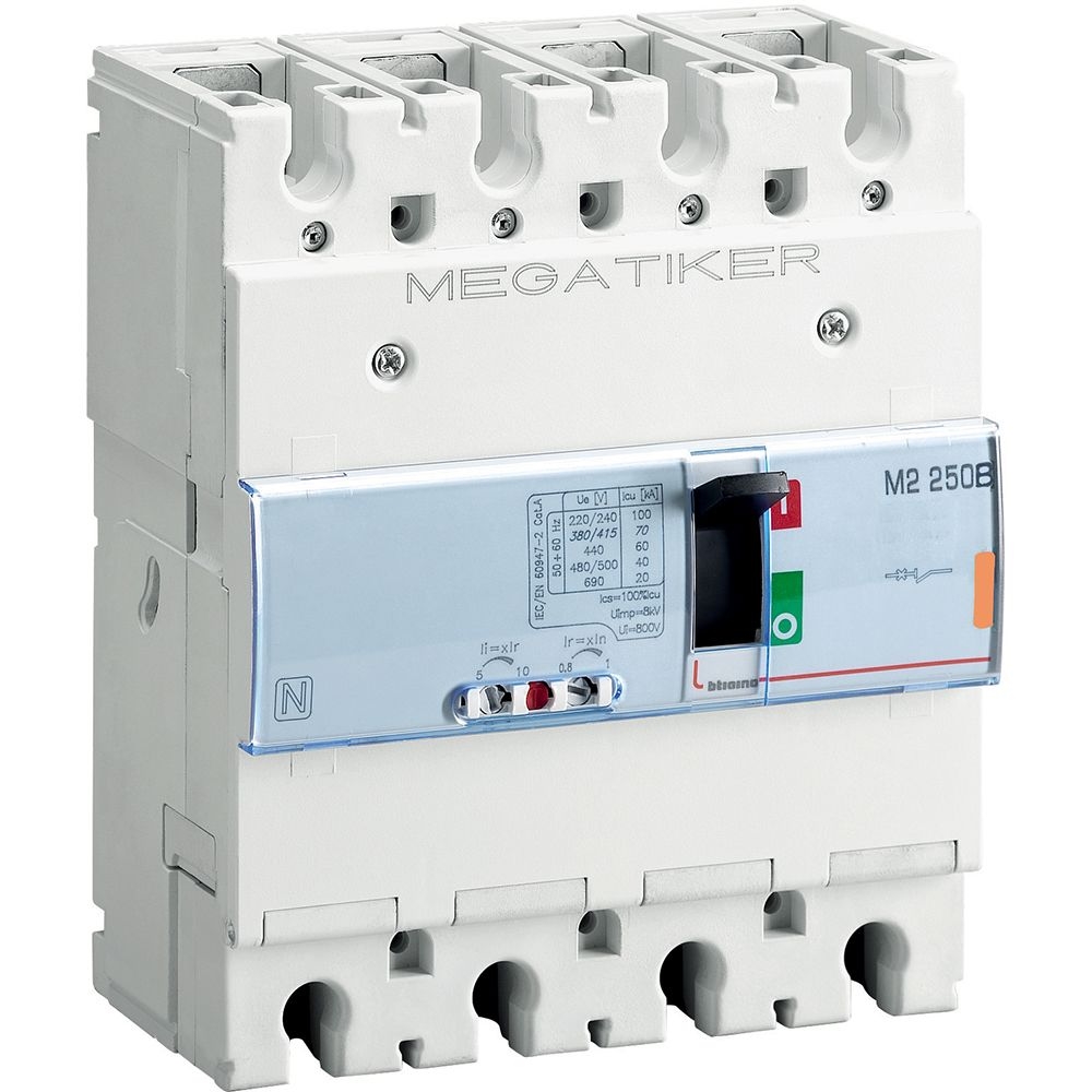 Interruttore Scatolato Megatiker M2 250B Magnetotermico 3P+N/2 BTICINO T724B200