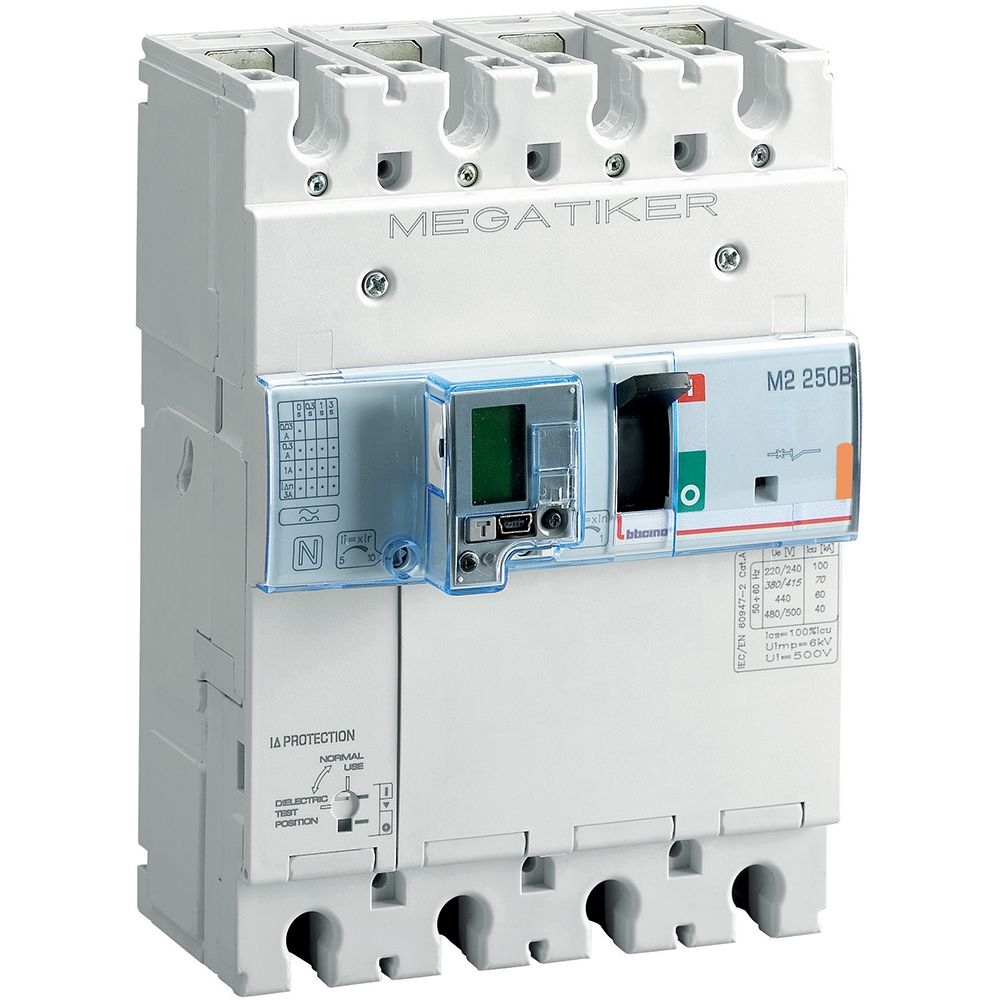 Interruttore Scatolato Megatiker M2 250B Magnetotermico 3P+N/2 BTICINO T724B200D