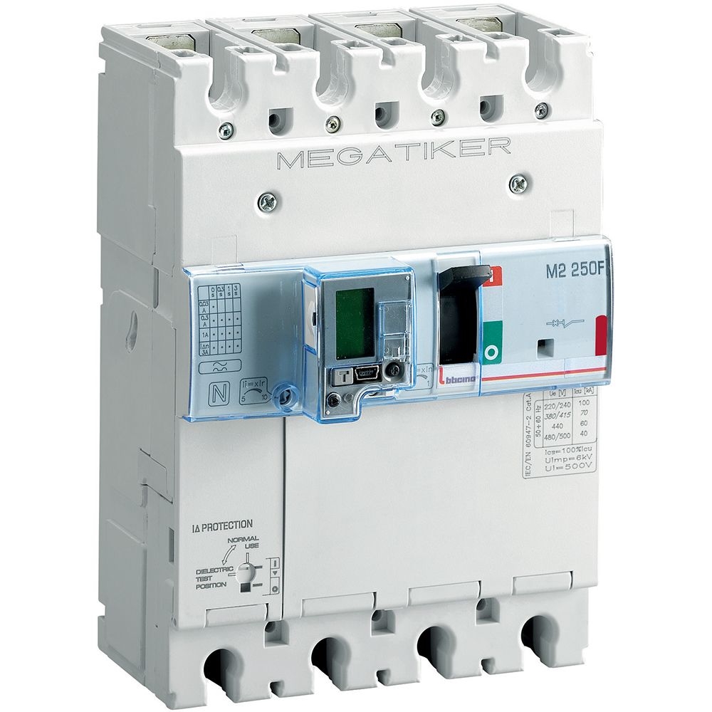 Interruttore Scatolato Megatiker M2 250F Elettronico 3P+N BTICINO T724F100MD