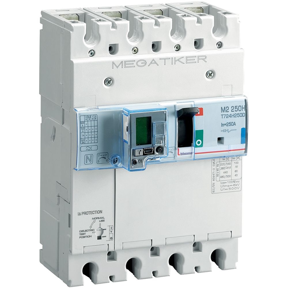 Interruttore Scatolato Megatiker M2 250H Magnetotermico 3P+N/2 BTICINO T724H250D