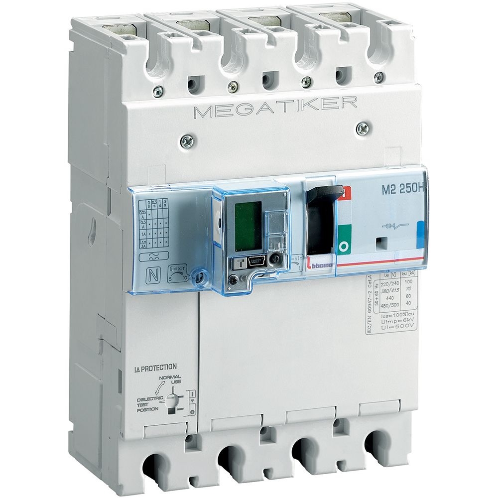 Interruttore Scatolato Megatiker M2 250H Elettronico 3P+N BTICINO T724H250ED
