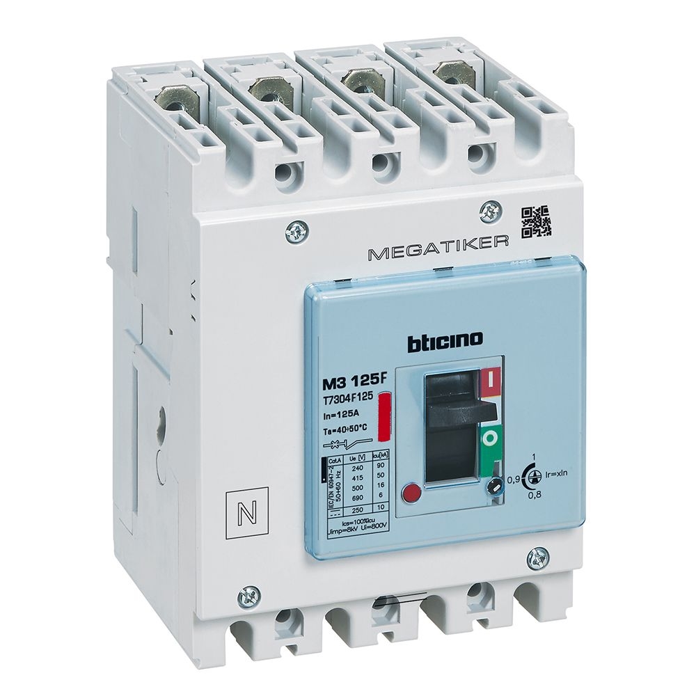 Interruttore Scatolato Magnetotermico M3 125F 4P BTICINO T7304F125