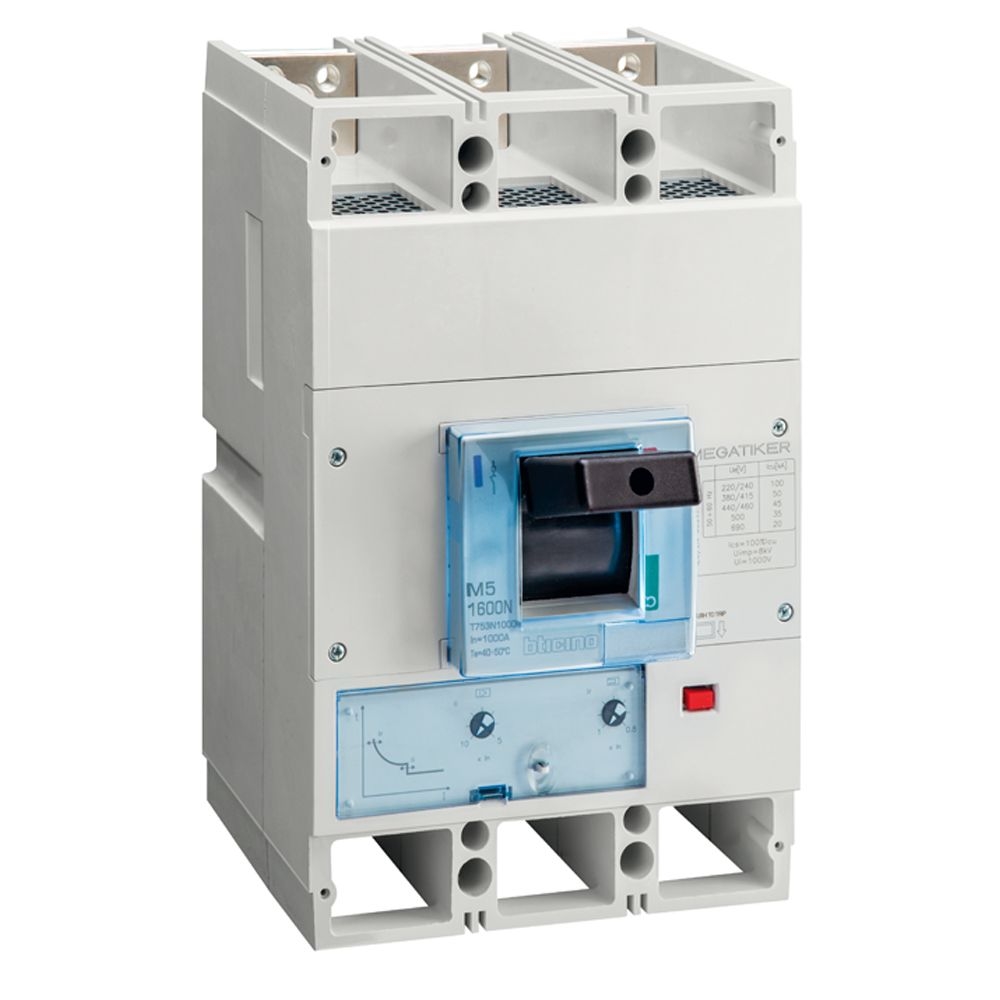 Interruttore Scatolato Megatiker M5 1600N Magnetotermico 3P BTICINO T753N1000