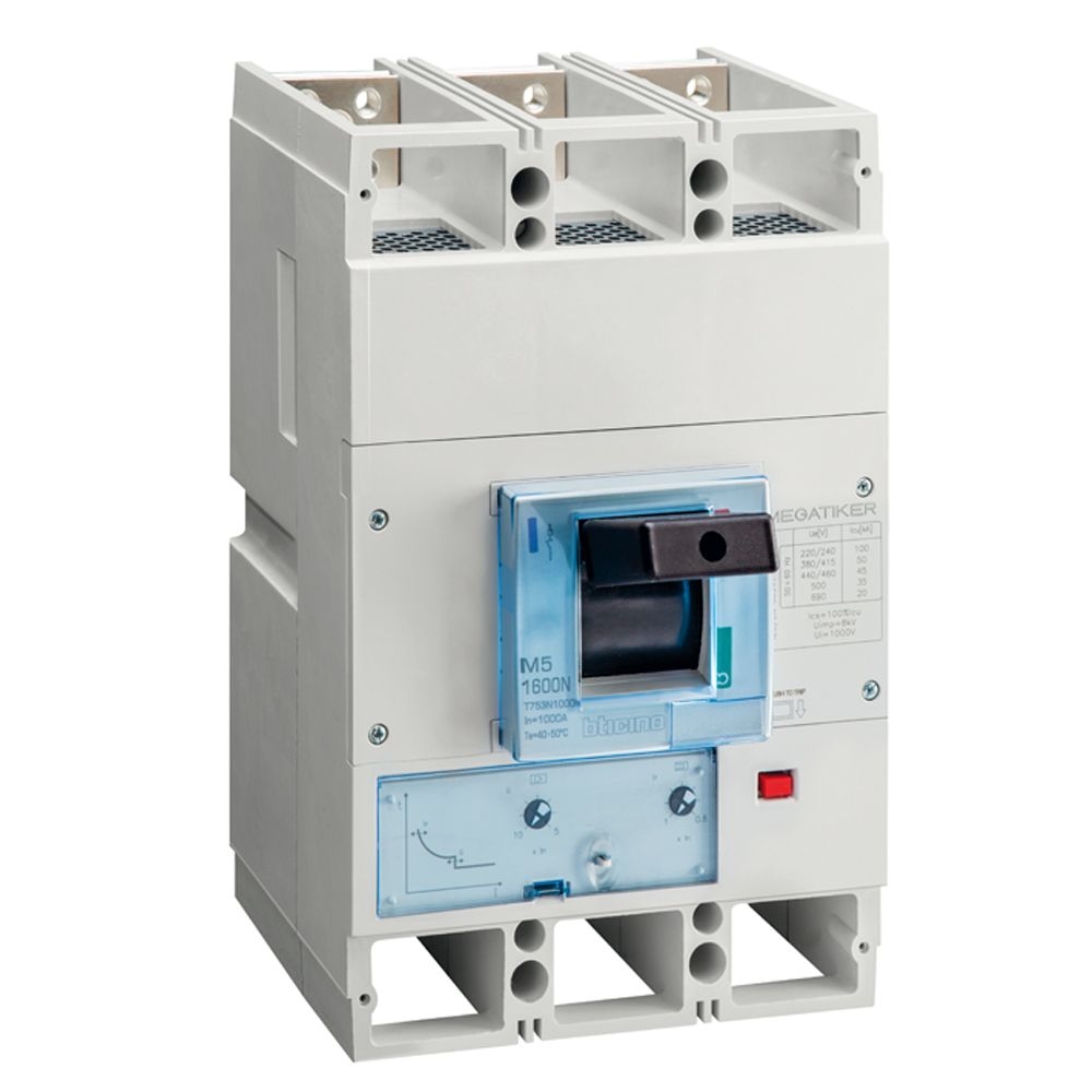Interruttore Scatolato Megatiker M5 1600N Magnetotermico 3P BTICINO T753N1250