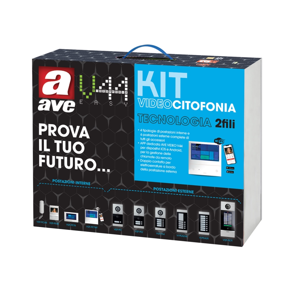 Kit Espandibile 2 Fili Bifamiliare Con Touch Screen 4,3" AVE KV01-2PIT4B