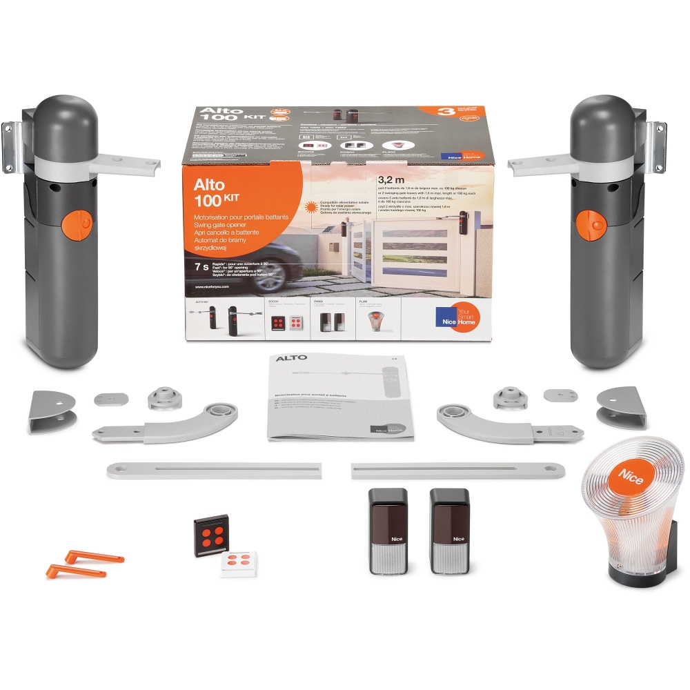 Kit Automazione a Bracci Per Cancelli 2 Ante Battenti Home NICE ALTO 100 KIT