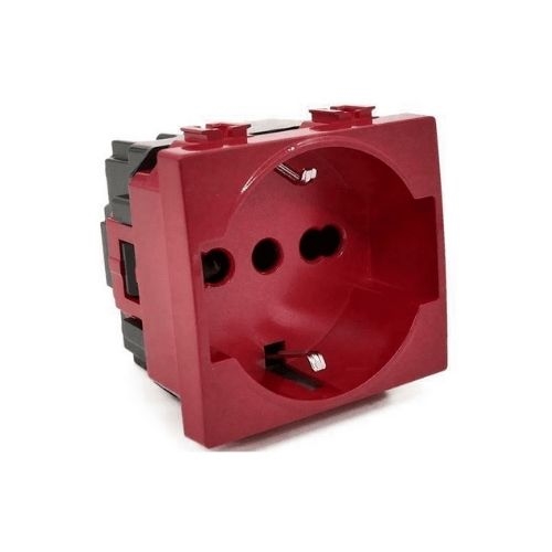 Presa Schuko Unel 2.0 (16A-250V) T2 Linea Emergenza Rosso MAPAM 615R