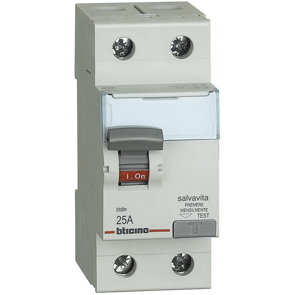 Interruttore Differenziale Salvavita 2P - Tipo A - In= 25A - Idn= 0.5A BTICINO G725A25