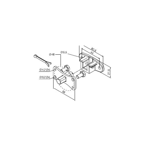Perno Quadro 10 Mm - Staffa Con Fori a Interasse 44 Mm NICE 525.10064