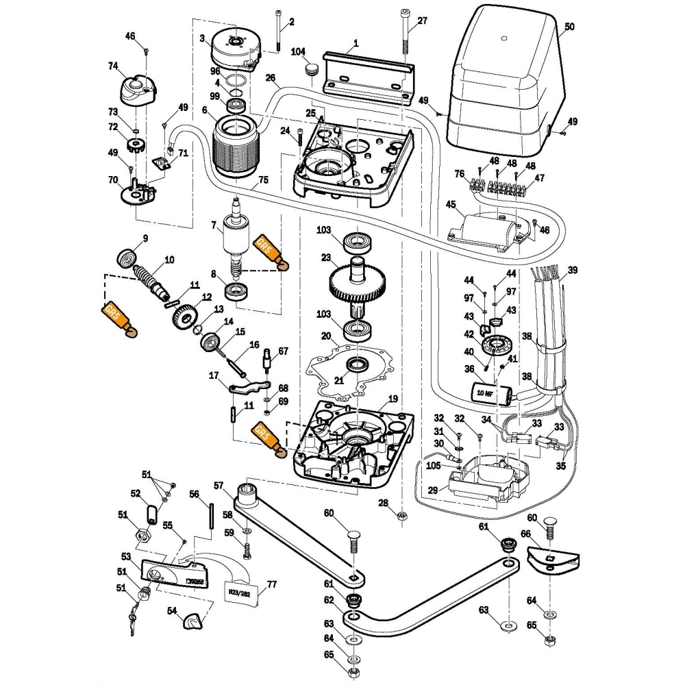 Supporto Finecorsa Con Coperchio H23 ROGER TECHNOLOGY RS1310 Ricambio Originale