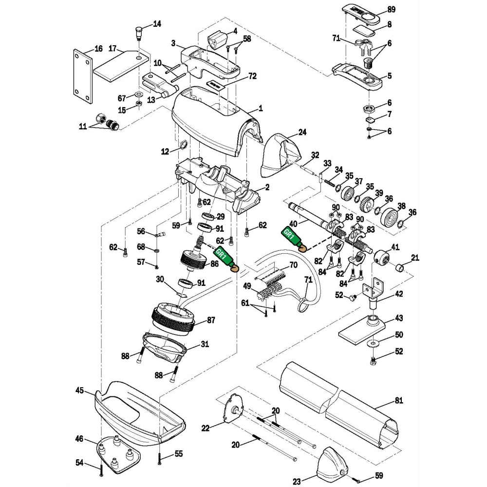 Assieme Maniglia Di Sblocco Brushless Serie Br20 ROGER TECHNOLOGY RS606 Ricambio Originale