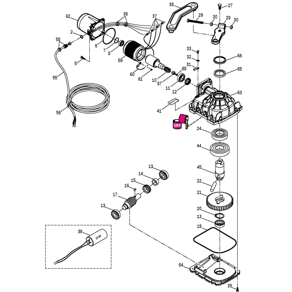 Assieme Motore Resinato Per Interrato Serie R21 Sub Con Cavo Da 10Mt ROGER TECHNOLOGY RS618 Ricambio Originale