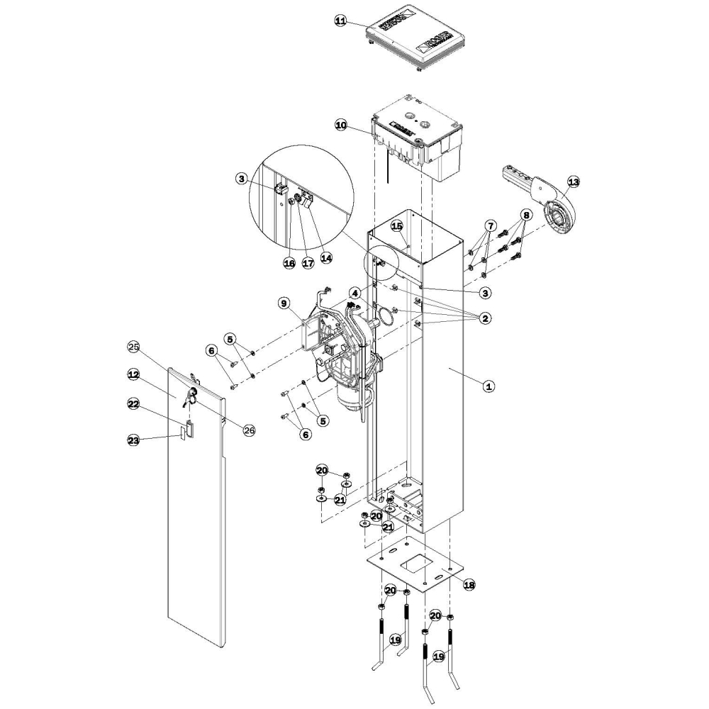 Confezione Viti Fissaggio Esterne Riduttore Barriera Bionik Bi/004 ROGER TECHNOLOGY RS895 Ricambio Originale