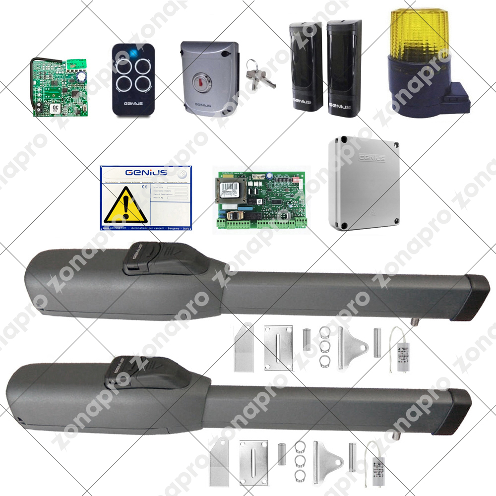 Kit GENIUS FAAC Automazione Cancello Anta Battente SIROCCO 220V 230V Max 2,5 mt