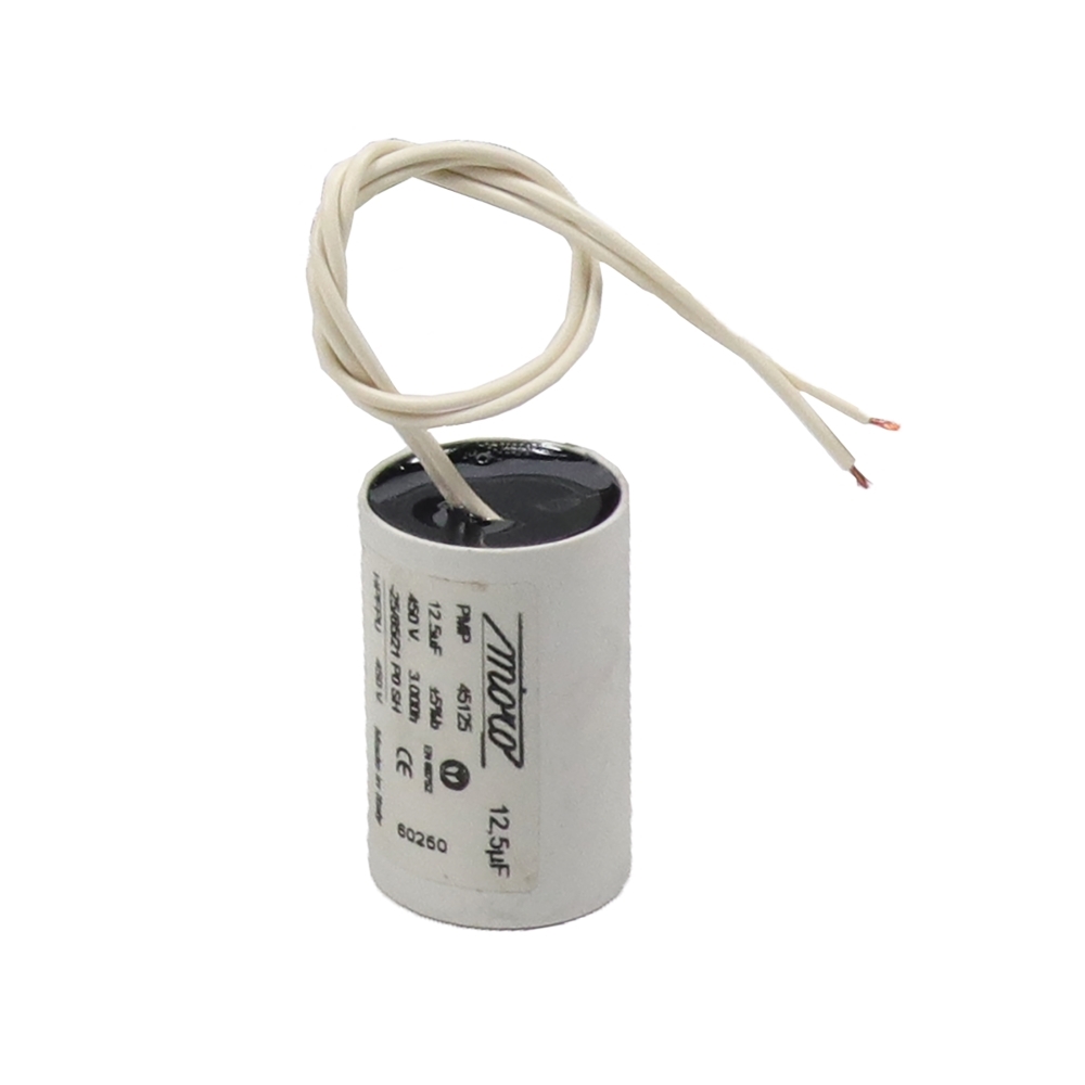00002 Condensatore 12,5 Mf-35X57- 2 Cav.Unip. GIBIDI P9AE01550 Ricambio Originale