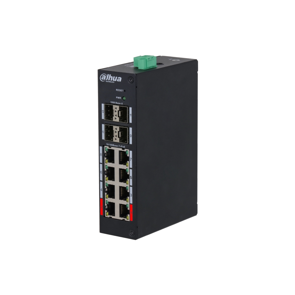 Switch Hardened Managed 12 Porte (8 Poe <120 W) Dinr DAHUA HS4412-8ET-120