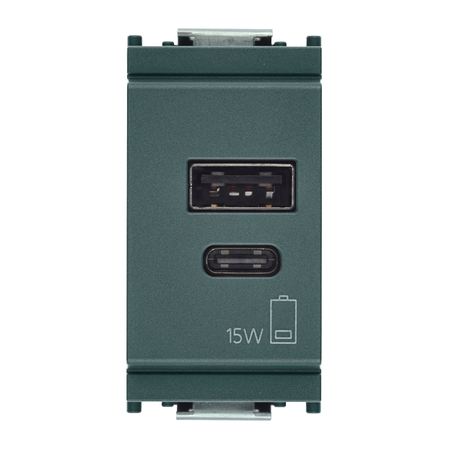 Alimentatore Usb A+C 5V 3A 15W 1M Grigio VIMAR 16292.AC.15
