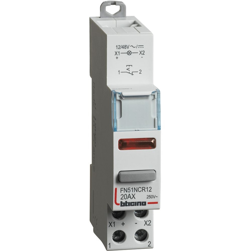 Interruttore Con Led Rosso - 1Nc - 20A - 12-48V - 1 Modulo Din BTICINO FN51NCR12