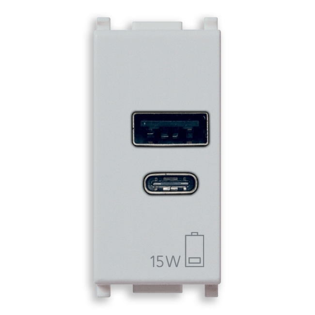Alimentatore Usb A+C 15W 5V 1M Silver VIMAR 14292.AC.15.SL