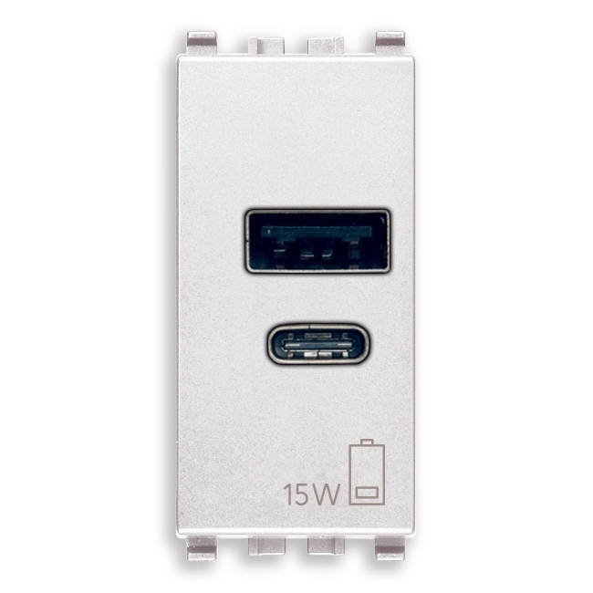 Alimentatore Usb A+C 15W 5V 1M Bianco VIMAR 20292.AC.15.B