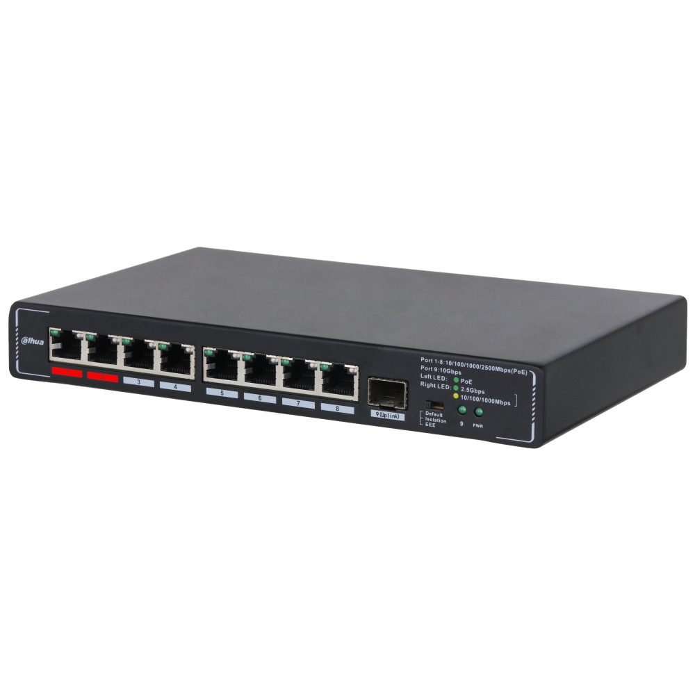 Switch Multi-Giga Unmanaged 9 Porte (8 Poe) DAHUA SMG1009XP