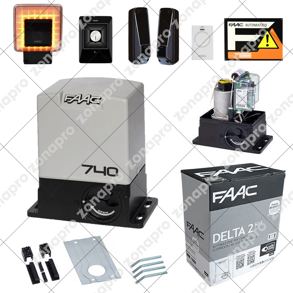 FAAC 740 DELTA 2 KIT 1056303445 Automazione Cancello Anta Scorrevole 500kg 230v