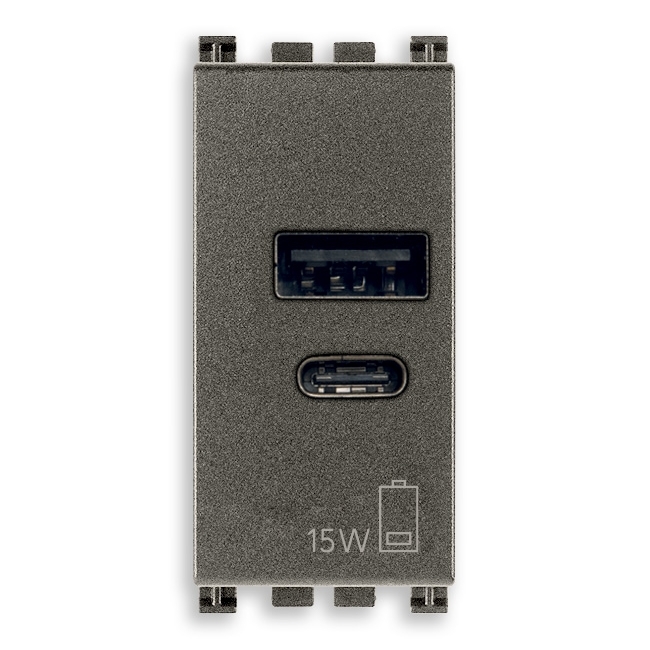 Alimentatore Usb A+C 15W 5V 1M Metal VIMAR 19292.AC.15.M