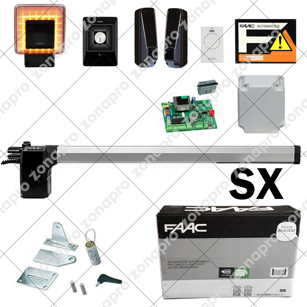 FAAC KIT 412 230V DX 104470 - SX 104471 Automazione Cancello Mono Anta Battente 1,8mt